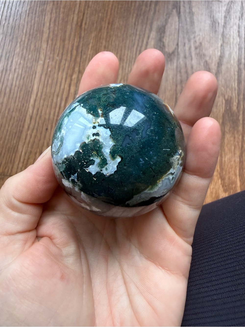 Polished moss agate sphere - crystal sphere